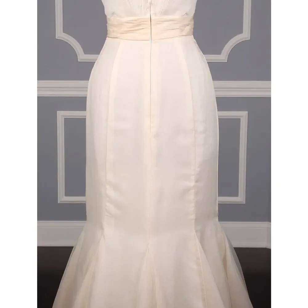 Anne Barge Firebird Strapless Blush Mermaid Organza Lace Wedding Dress Gown 4 - Picture 10 of 13